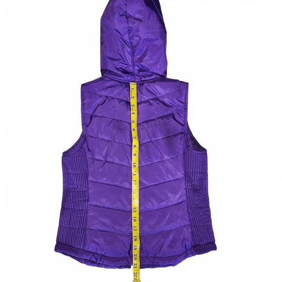 City Streets Stylish Purple Hooded Puffer Vest - Picture 3 of 6